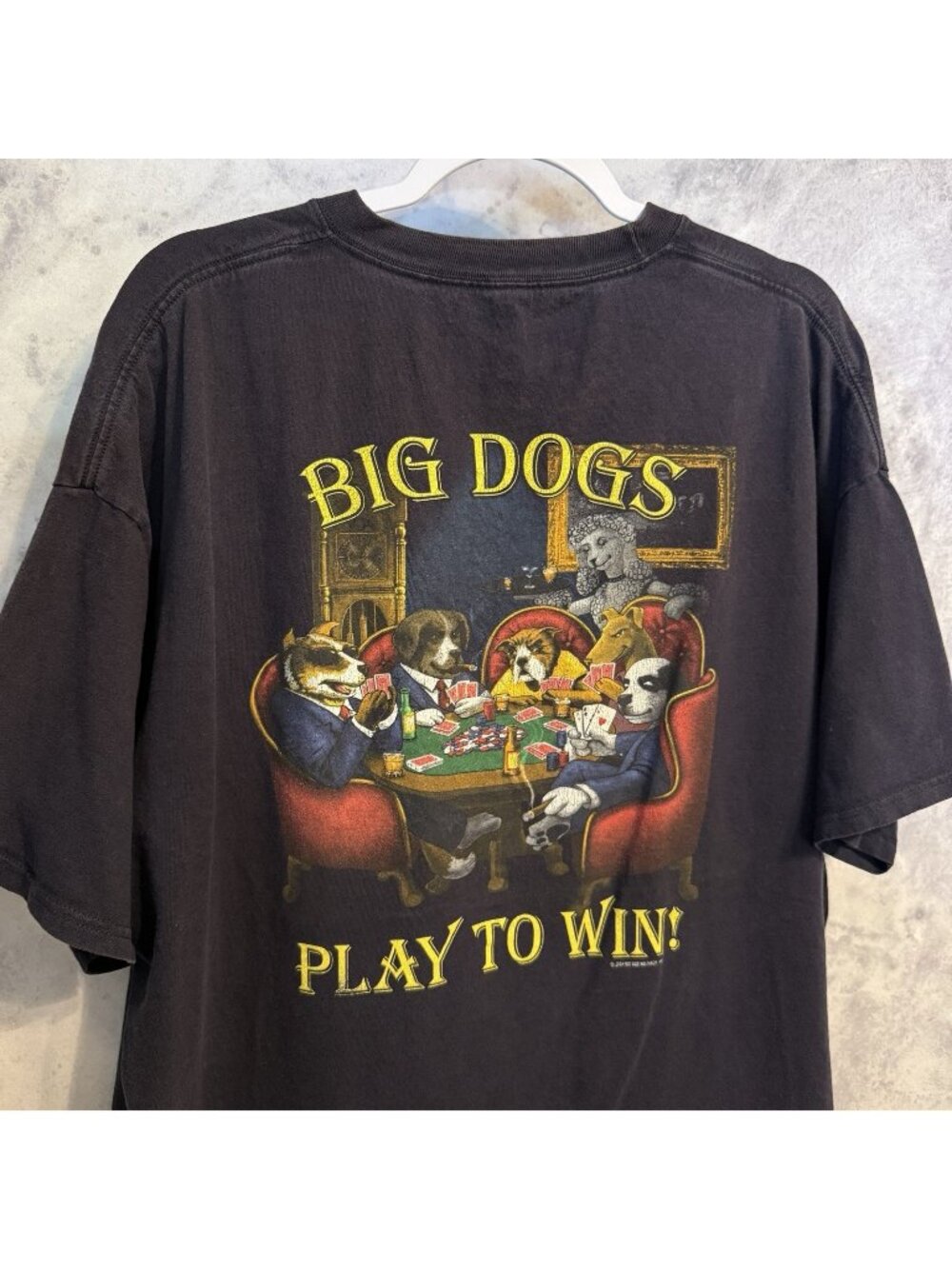 Vintage Big Dogs Playing Poker T Shirt Y2k 2004 Play to Win Mens 2XL XXL